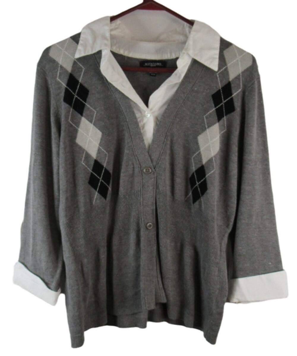 Notations grey mock layer sweater